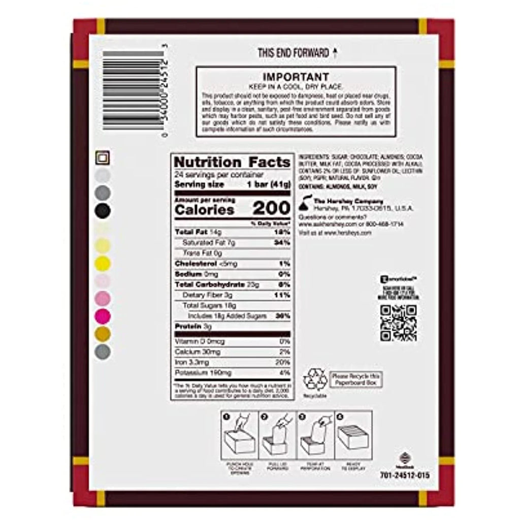 Dark Chocolate Candy Bar, Individually Wrapped, 1.45 oz I7085