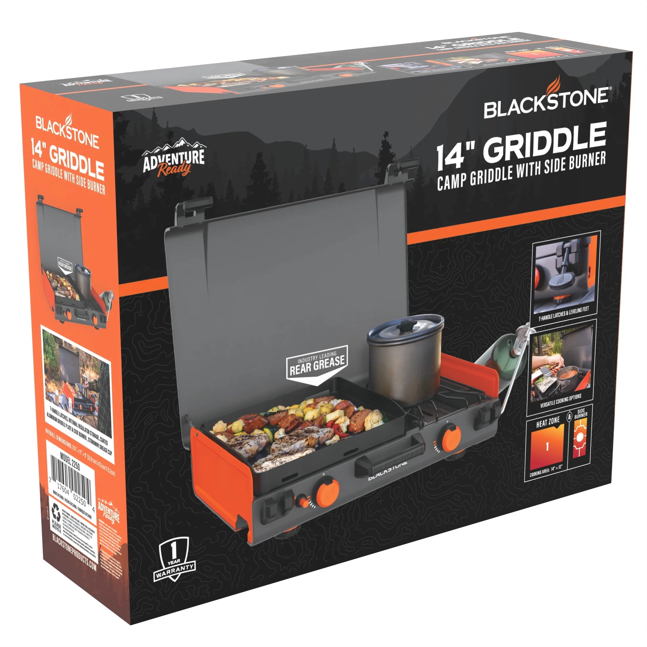 14" Propane Camping Griddle with Side Burner Y702745