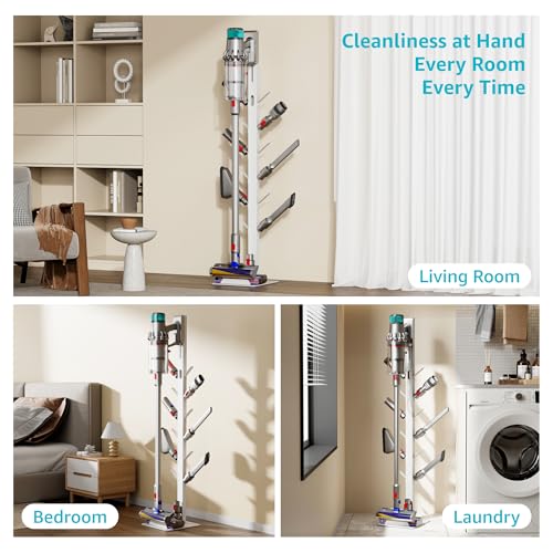 Metal Vacuum Stand with 12 Storage Hooks for Cordless Vacuums J437