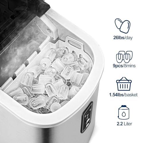 Nugget Ice Maker Countertop, 34lbs Per Day, Auto-Cleaning, Portable with Basket and Scoop Z503075