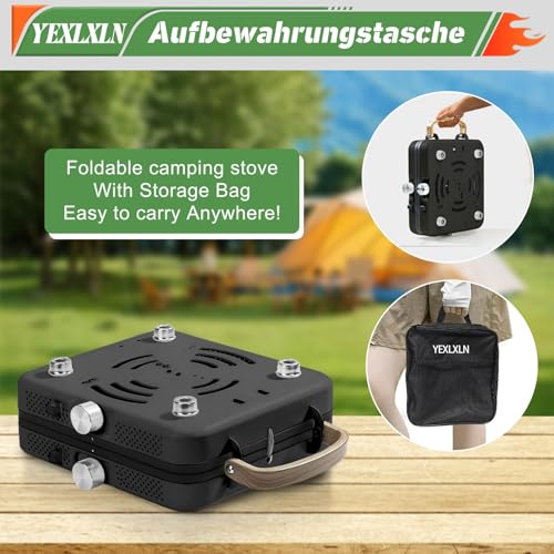 Foldable 2-Burner Propane Camping Stove with Griddle and Carrying Bag E286492