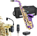 EASTROCK Purple/Golden Alto Saxophone E Flat Sax and Saxophone Wireless System