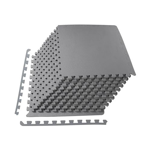 1" Thick EVA Interlocking Foam Gym Flooring Mat, 6 Tiles, Black M5857