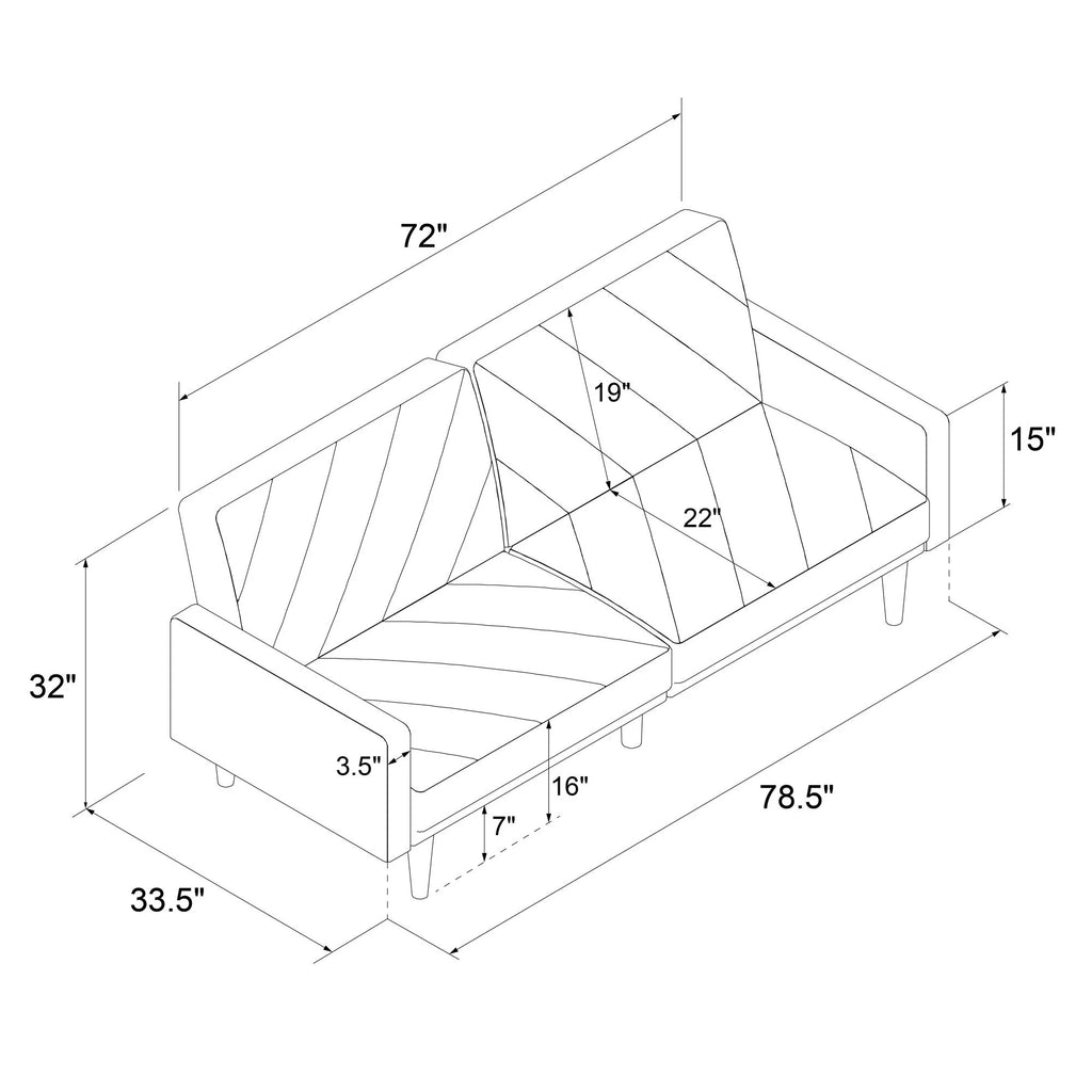 Convertible Sofa Bed with USB Port, Light Gray T950