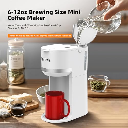 Single Serve Coffee Maker for K Cup and Ground Coffee, 6 to 12 oz Brew Sizes, Black D464070