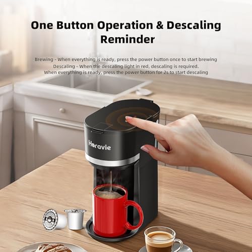 Single Serve Coffee Maker for K Cup and Ground Coffee, 6 to 12 oz Brew Sizes, Black D464070