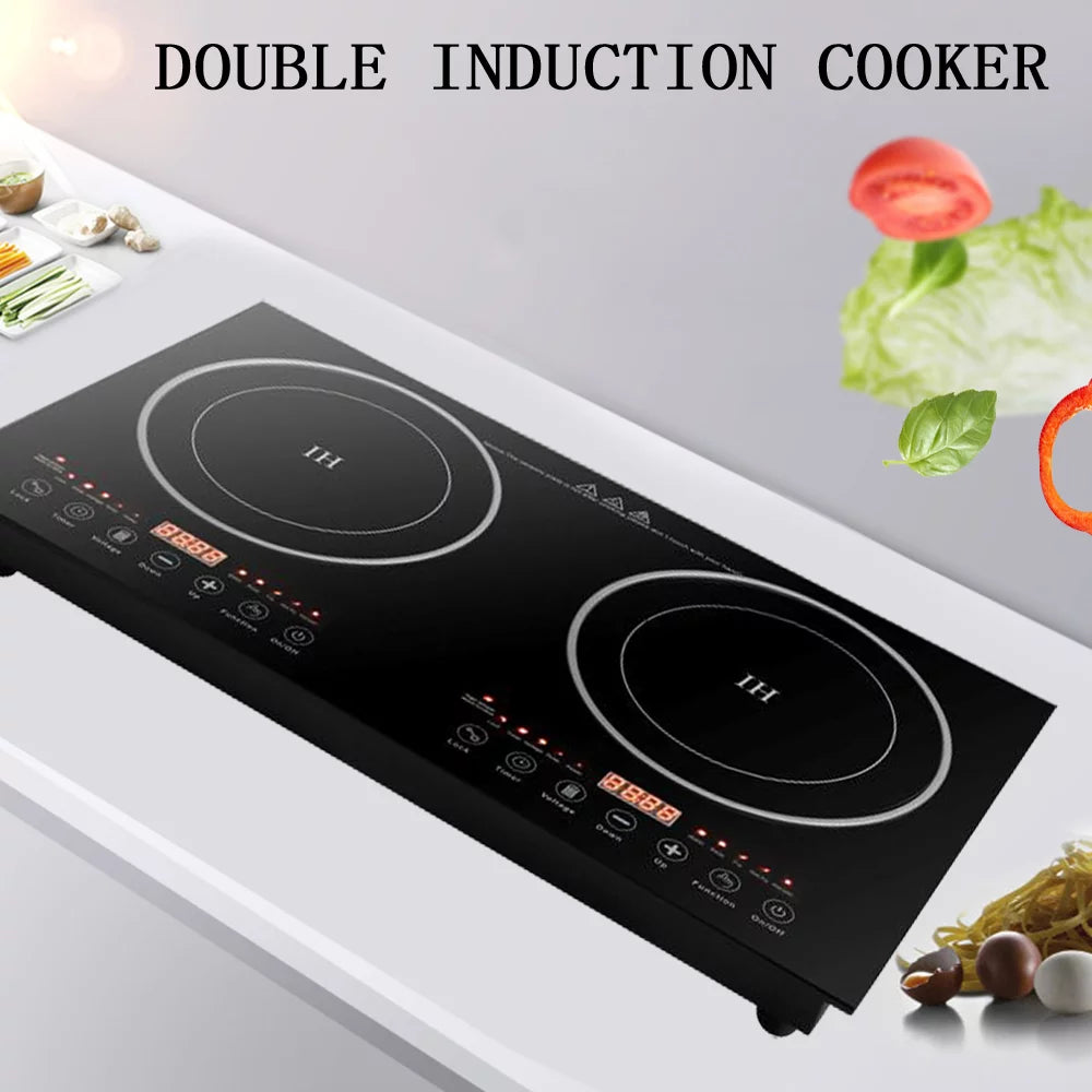 Portable Electric Induction Cooktop, 2-Burner Tempered Glass, 2400W Z9312
