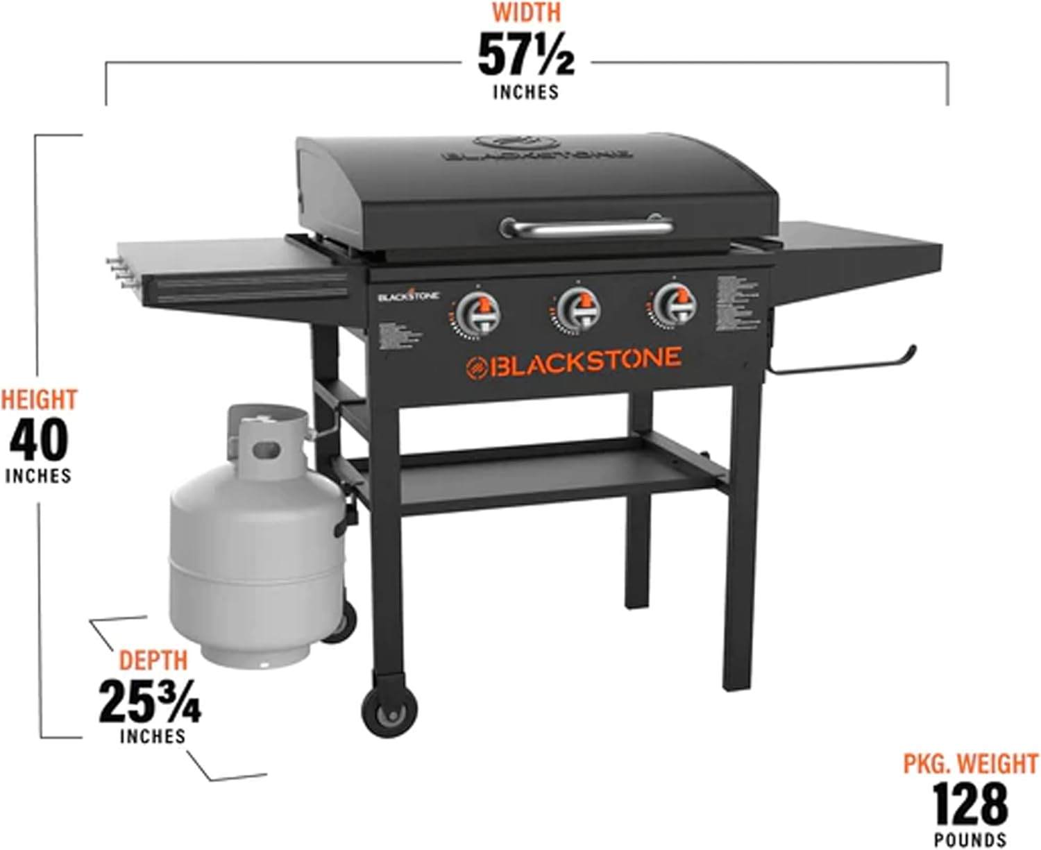 28 Inch 3-Burner Outdoor Flat Top Grill with Hood and Seasoning T8216
