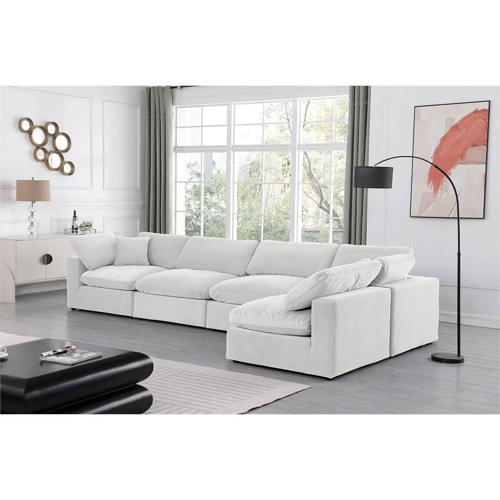 Cream Velvet Modular Sectional C1935