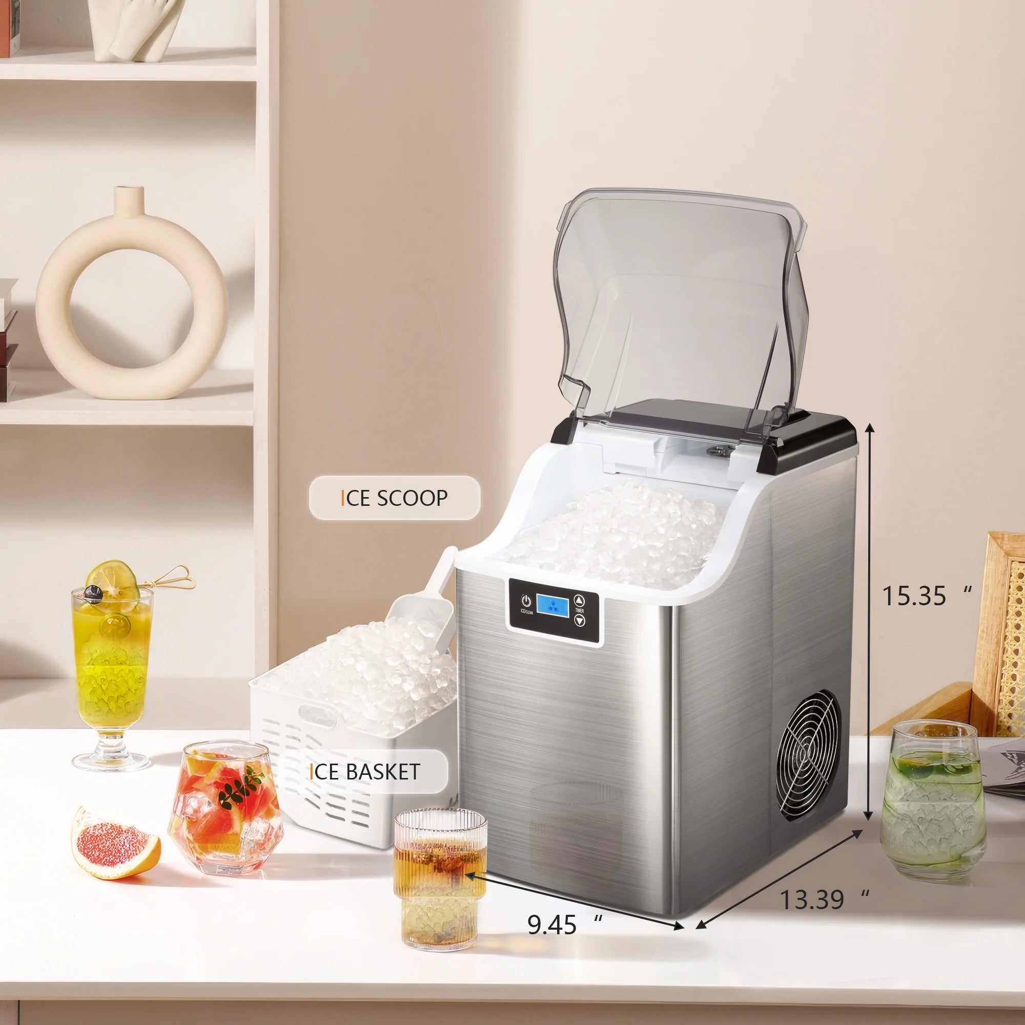 Countertop Ice Maker, Nugget Chewable Soft Ice, 44 lbs/24 H, Auto-Cleaning R74198