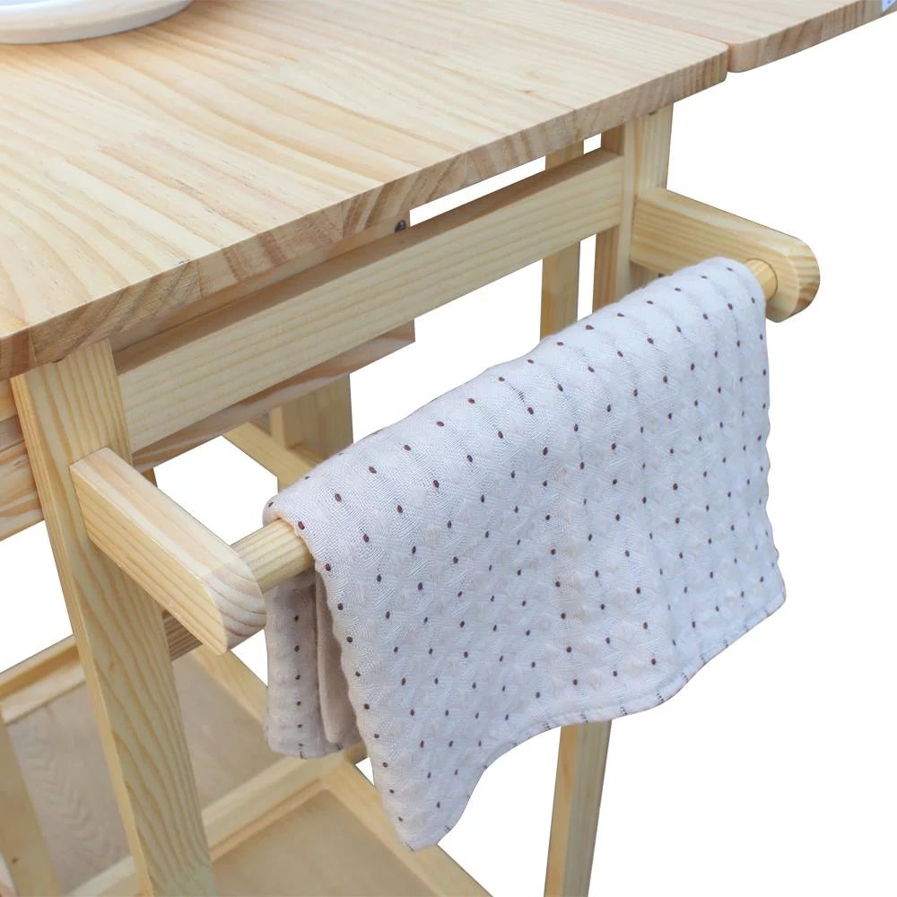 Kitchen Island Rolling Trolley Cart with Stools I1439
