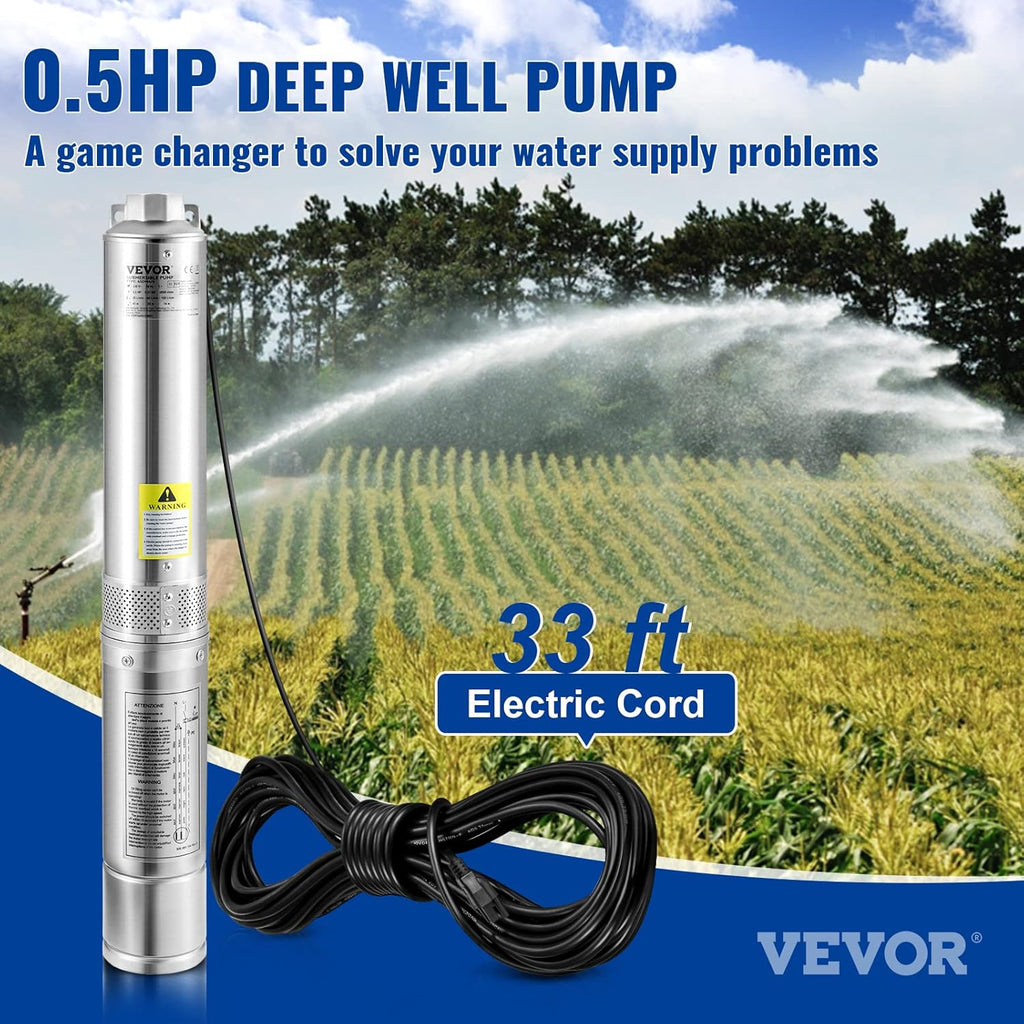 Deep Well Submersible Pump, 4" Stainless Steel T822337