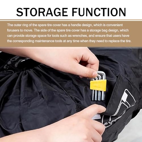 Car Spare Tire Cover, Dust and Scratch-Proof, Universal Fit with Pocket and Handle L95760