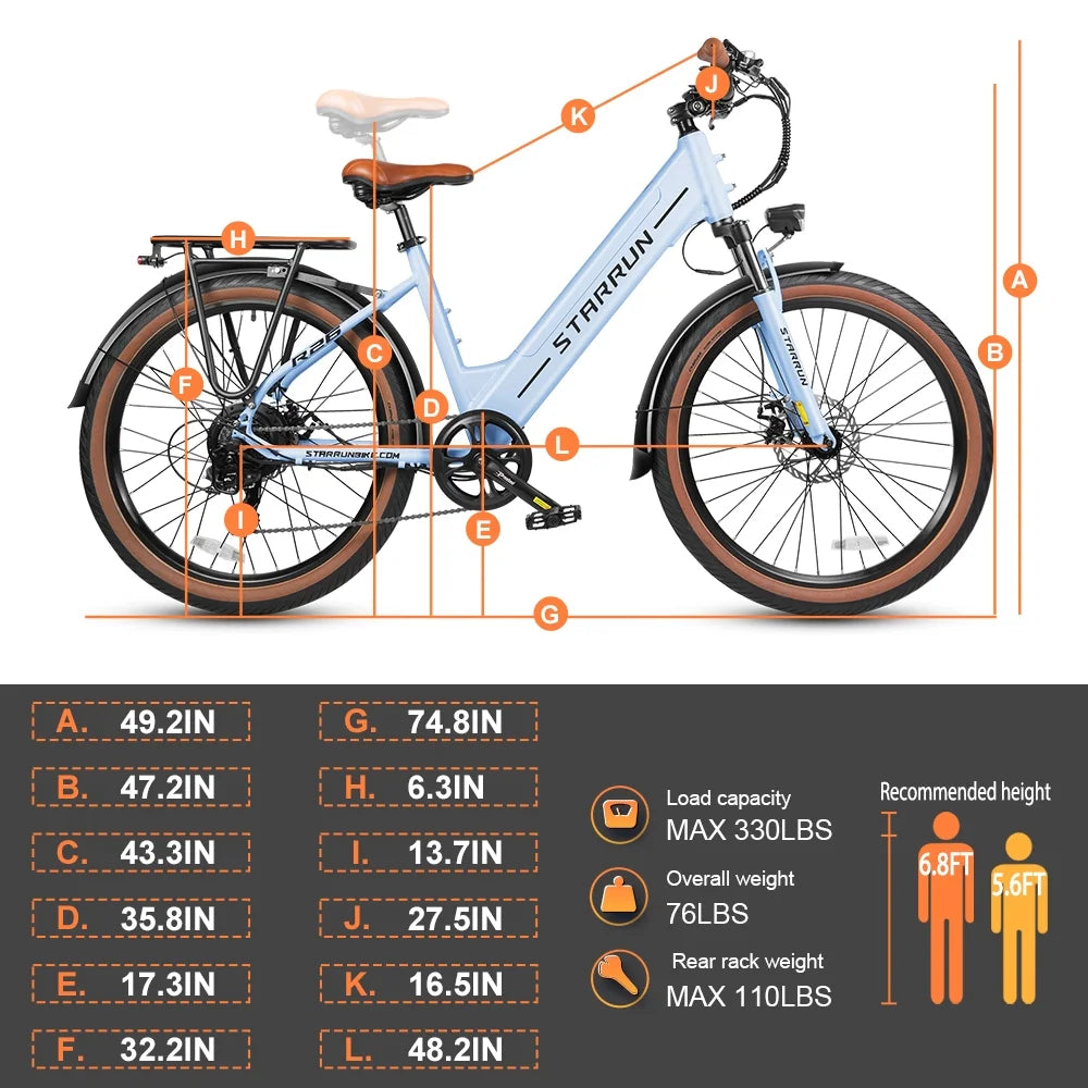 Electric Bike for Adults, 500W, 48V 12Ah, 7-Speed N3746