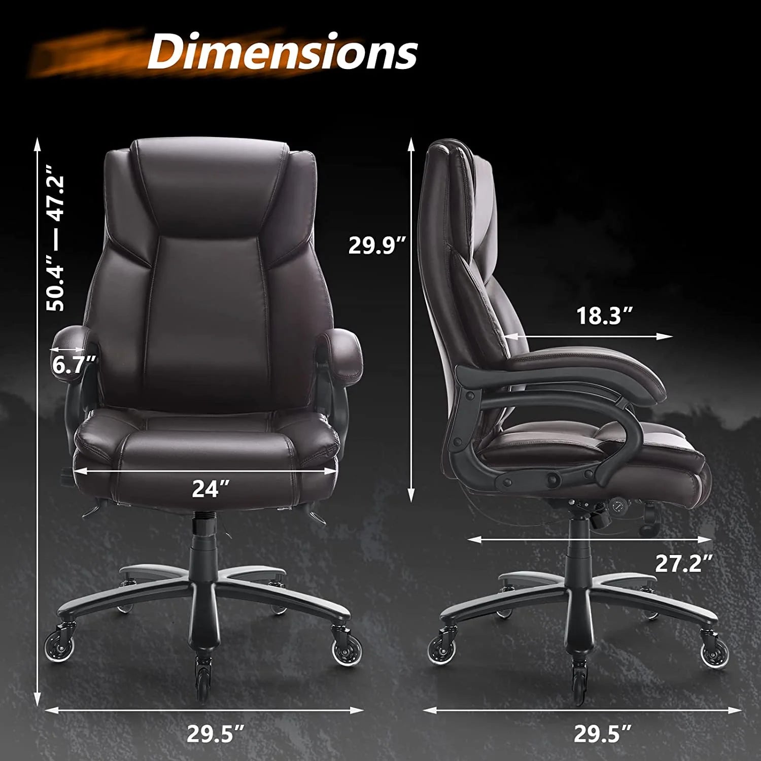 Big and Tall 500lb Home Office Chair with High Back and Lumbar Support P2537