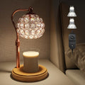 Candle Warmer Lamp,Candle Lamp Warmer with Timer, Handmade Crystal Candle Warmer with 2 Bulbs for Jar Candles Burner Adjustable Height and Dimmable Wax Melt Warmer, Natural Wood Base