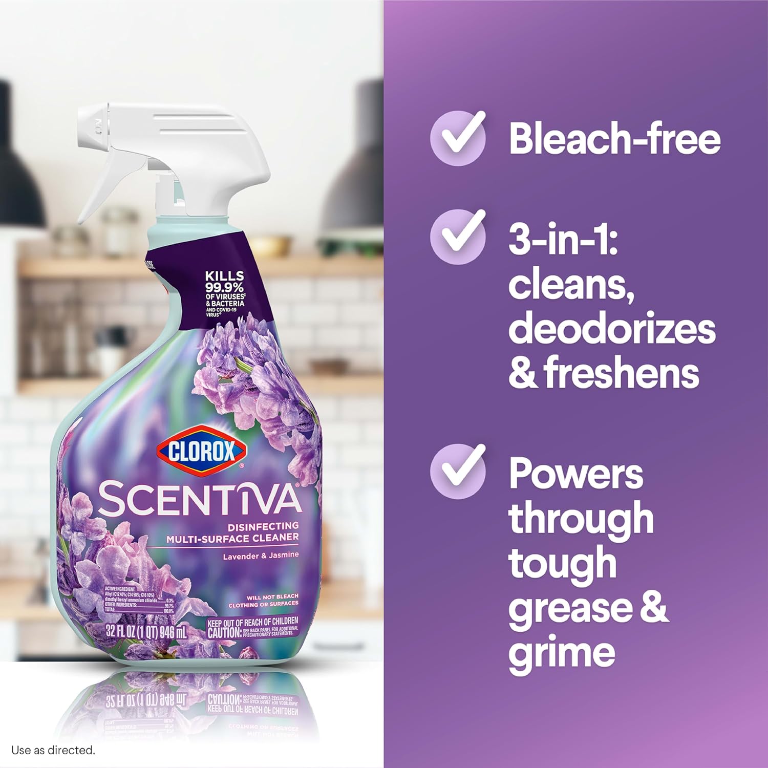 Disinfecting Multi-Surface Cleaner, Lavender and Jasmine, 32 Fl Oz G608