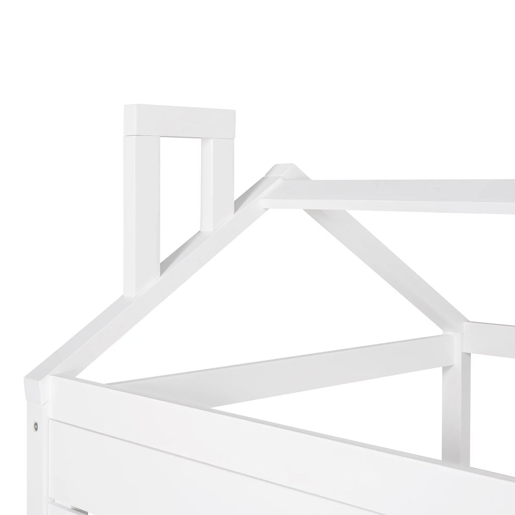 Twin Size House Bed with Drawers and Guard Rails Q40260