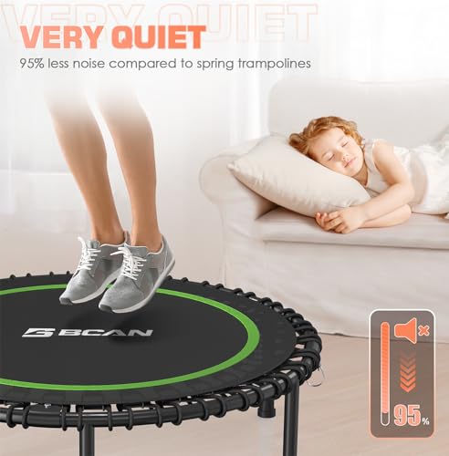 Foldable Mini Trampoline with Adjustable Foam Handle for Indoor Workout M8038
