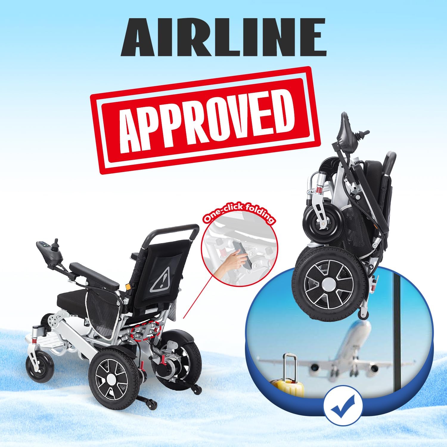 Electric Wheelchair for Adults, Lightweight Folding, 20 Mile Range F743