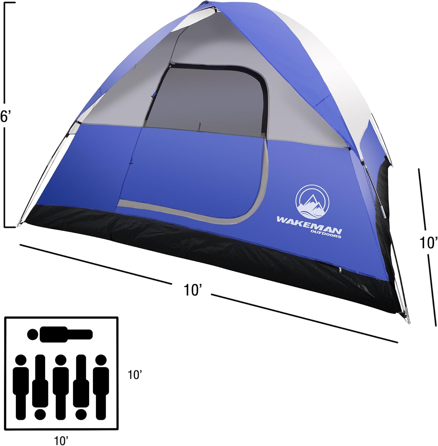 6 Person Water-Resistant Camping Tent with Removable Rain Fly F98415