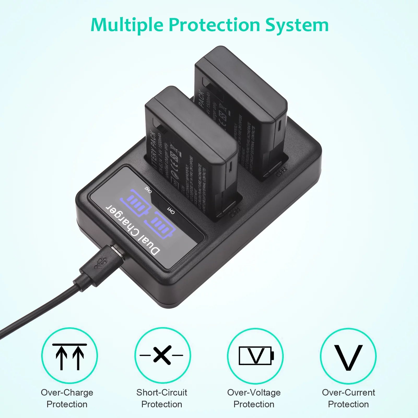 EN-EL14 Battery 2-Pack with USB Dual Channel Charger T7148