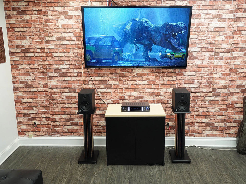 28" Speaker Stands, Dark Wood Grain B57987