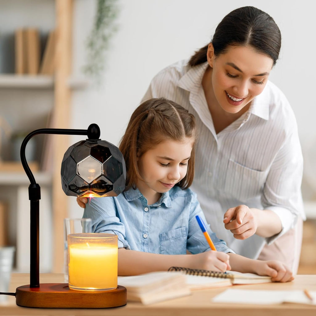Candle Warmer Lamp with Timer, Adjustable Dimmer and Height, Wooden Base V8585