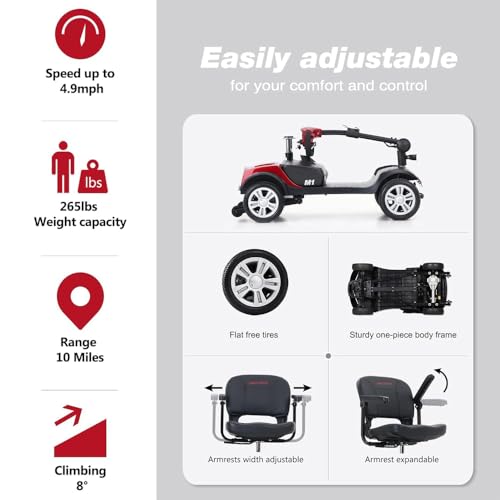 Compact 4-Wheel Mobility Scooter for Seniors and Adults T9428