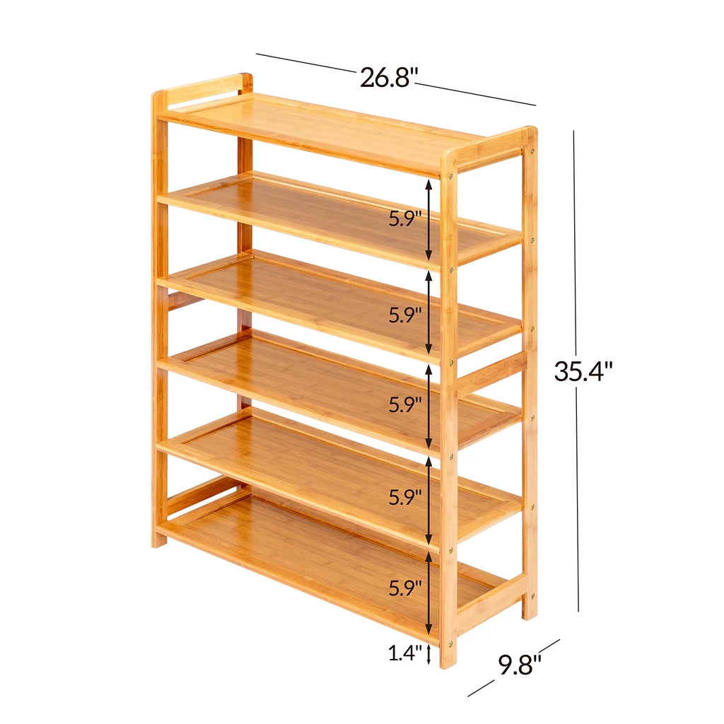 Bamboo Shoe Storage Rack 6-Tier, Holds 18-24 Pairs E417279