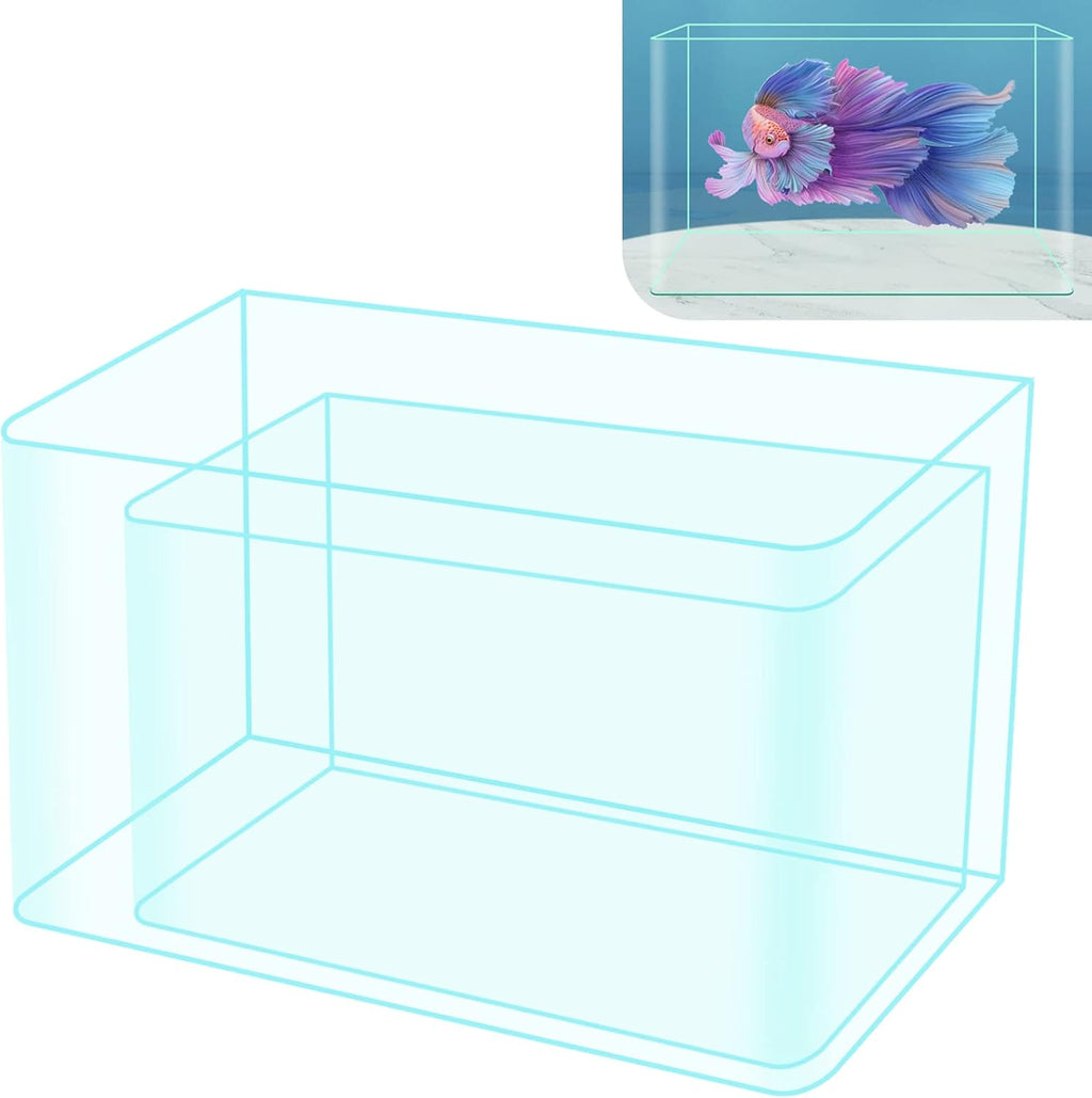 2 Pack 4 & 2 Gallon Rimless Aquarium Tank for Betta, Nano, Goldfish, Snail, Shrimp B97874