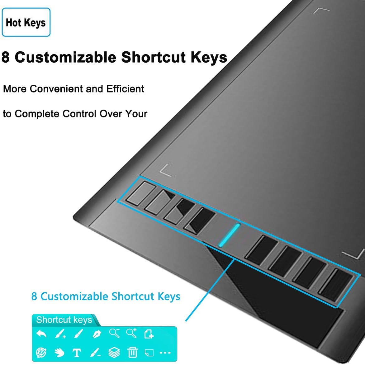 Graphics Drawing Tablet 10 x 6 Inch with 8 Hot Keys, Passive Stylus 8192 Levels Pressure A4602