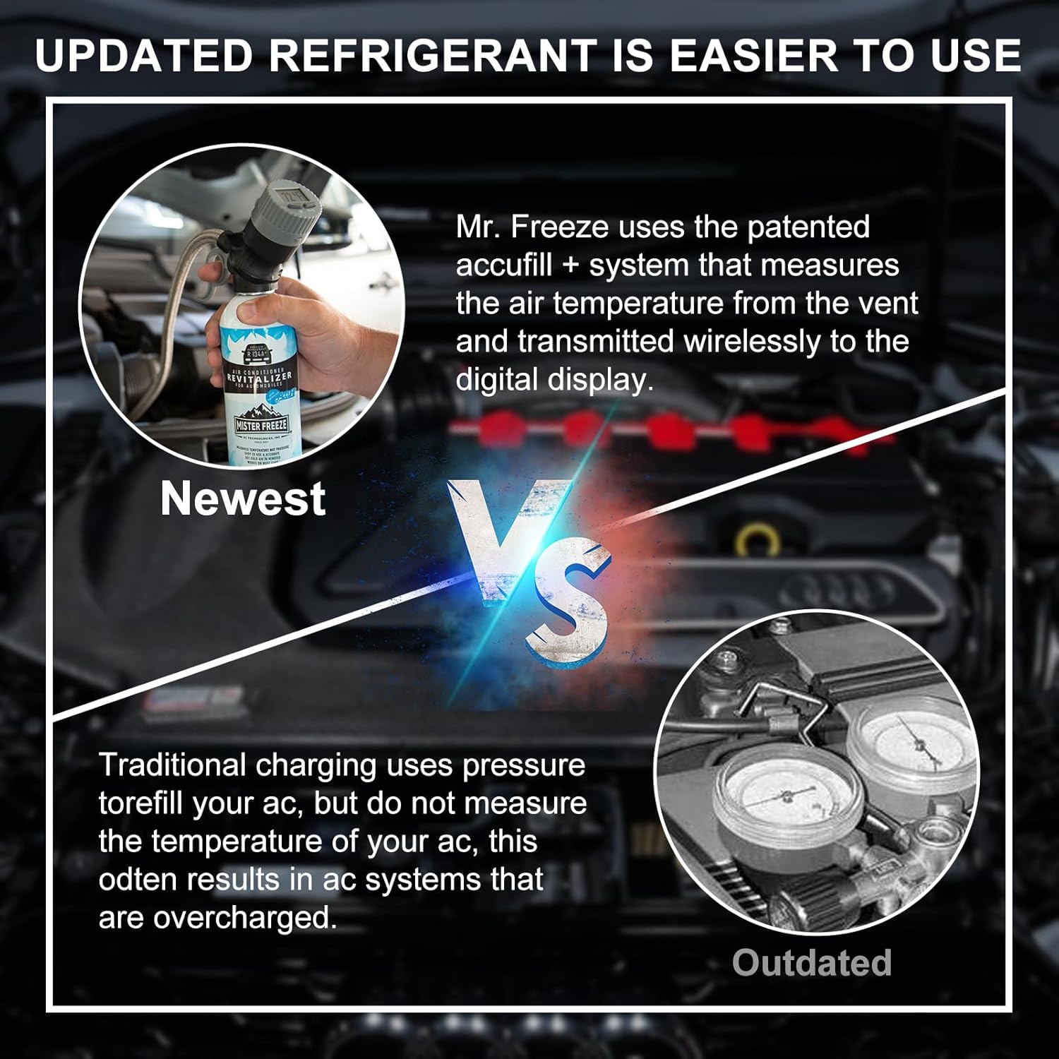 AC Refrigerant Recharge Kit with Wireless Digital Temperature Sensor, 14 oz F5204