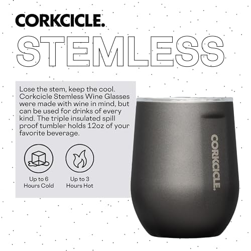 Insulated Stemless Wine Glass Tumbler, 12 oz, Stainless Steel, Powder Blue T624