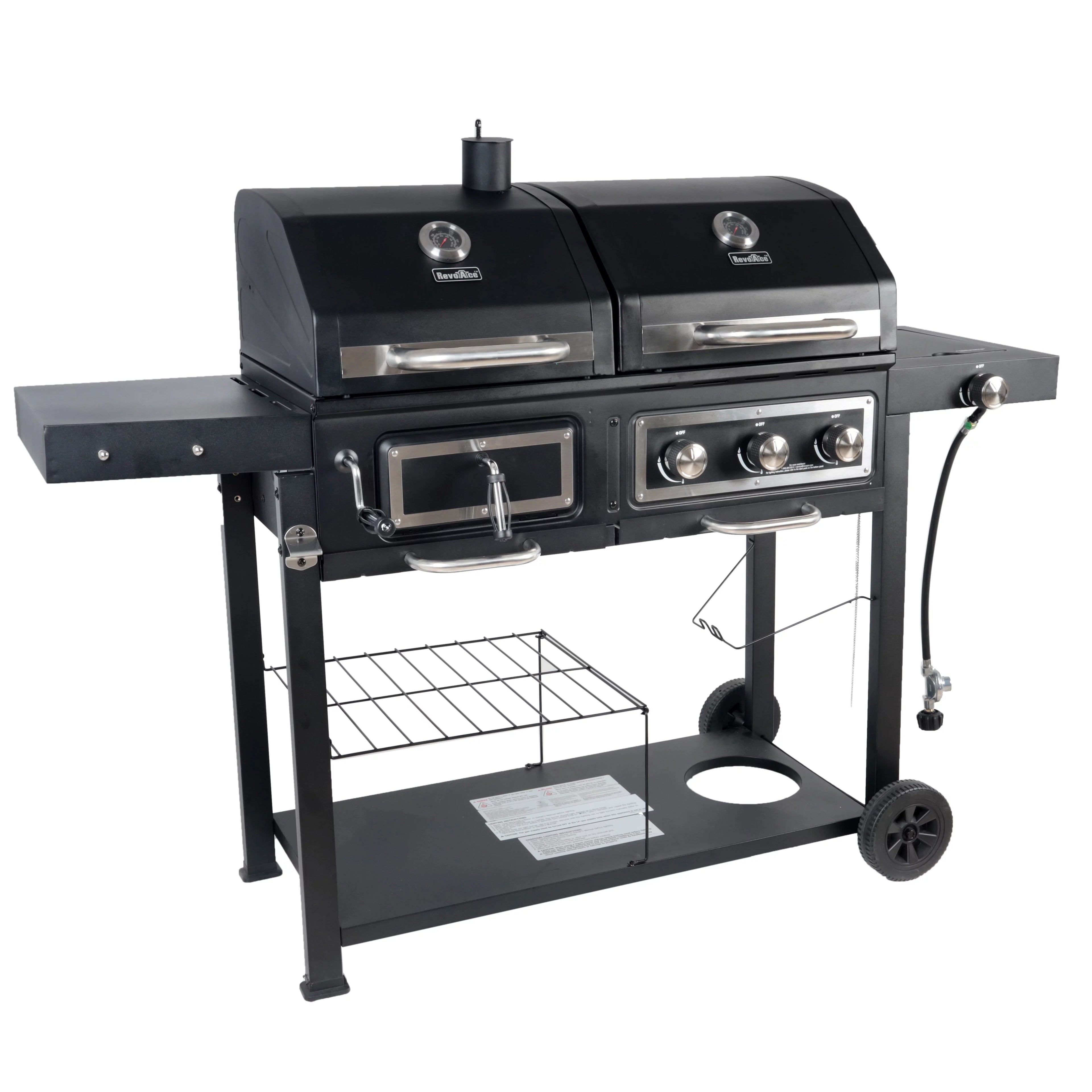 Dual Fuel Gas & Charcoal Combo Grill, Black with Stainless G725379