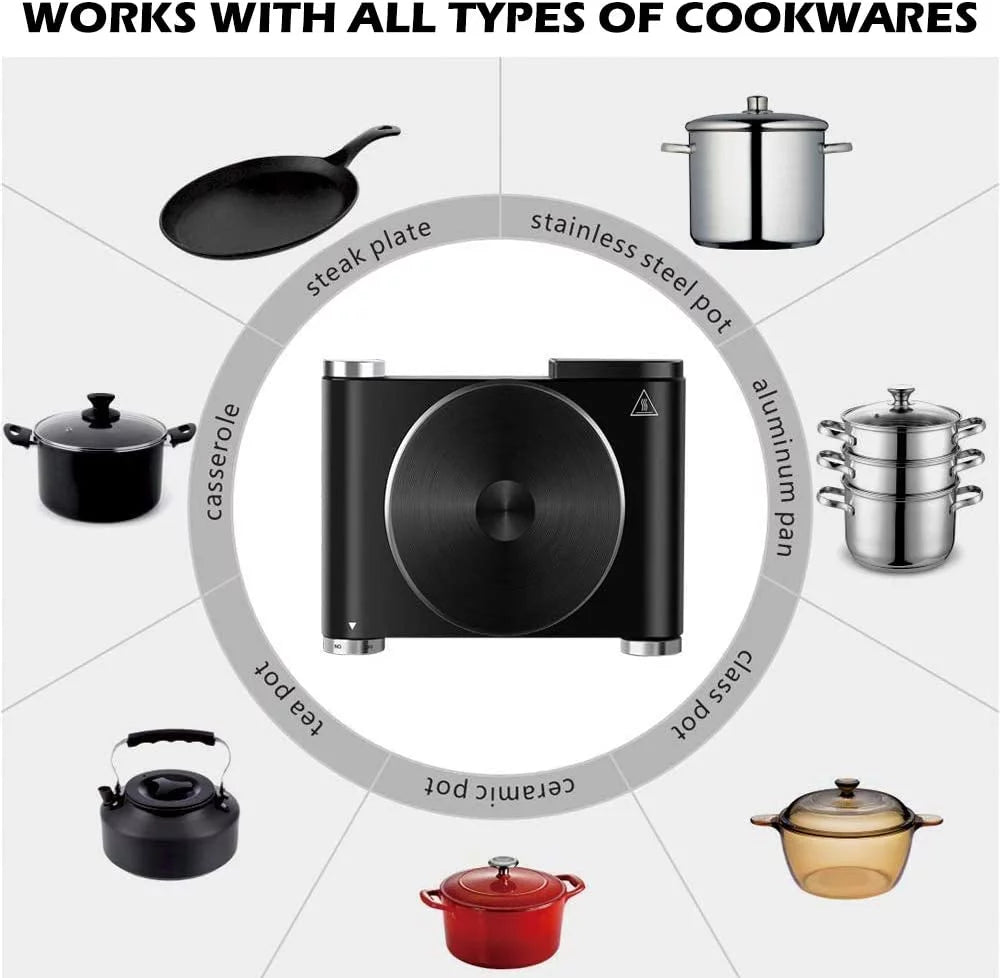 1500W Electric Hot Plate Portable Single Burner Adjustable Temperature B570488