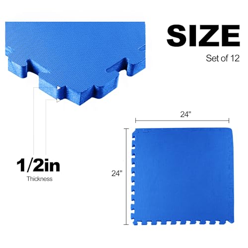 1" Thick EVA Interlocking Foam Gym Flooring Mat, 6 Tiles, Black M5857