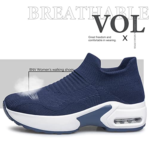 Women's Walking Shoes Sock Sneakers Slip On Casual E4485