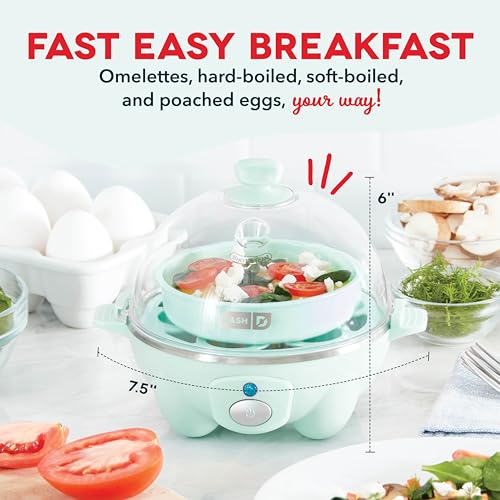 Rapid Egg Cooker for 6 Eggs, Hard Boiled, Poached, Scrambled, or Omelets, Auto Shut Off - Black O7665