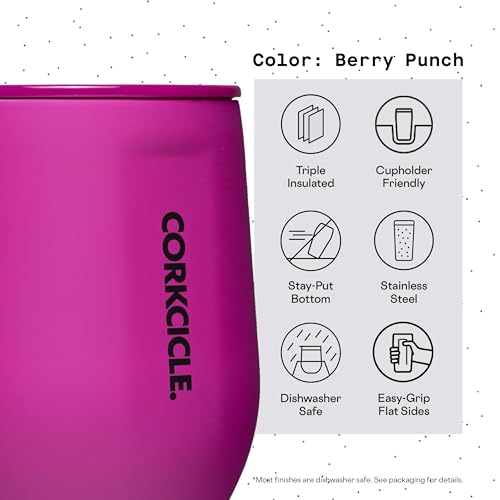 Insulated Stemless Wine Glass Tumbler, 12 oz, Stainless Steel, Powder Blue T624