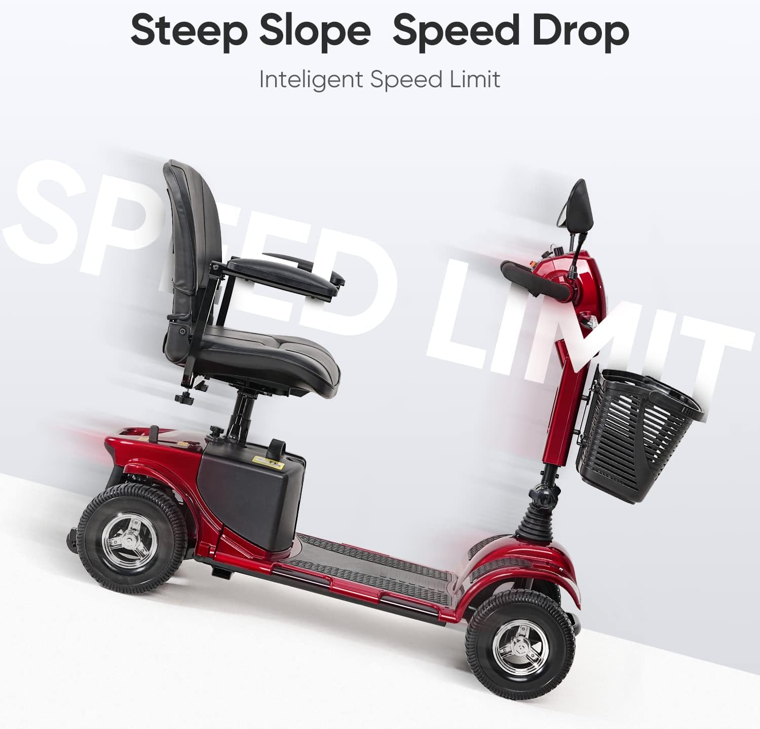4 Wheel Mobility Scooter for Seniors, Collapsible with Basket T6098