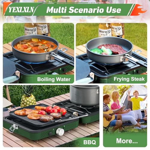 Foldable 2-Burner Propane Camping Stove with Griddle and Carrying Bag E286492