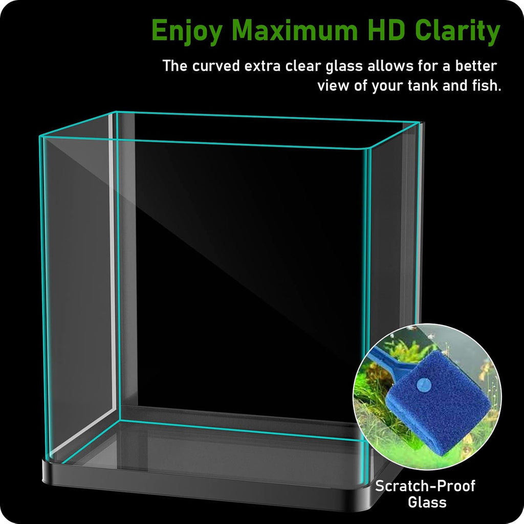 Glass Aquarium Starter Kit with Filter and Light, 2 Gallon G9333