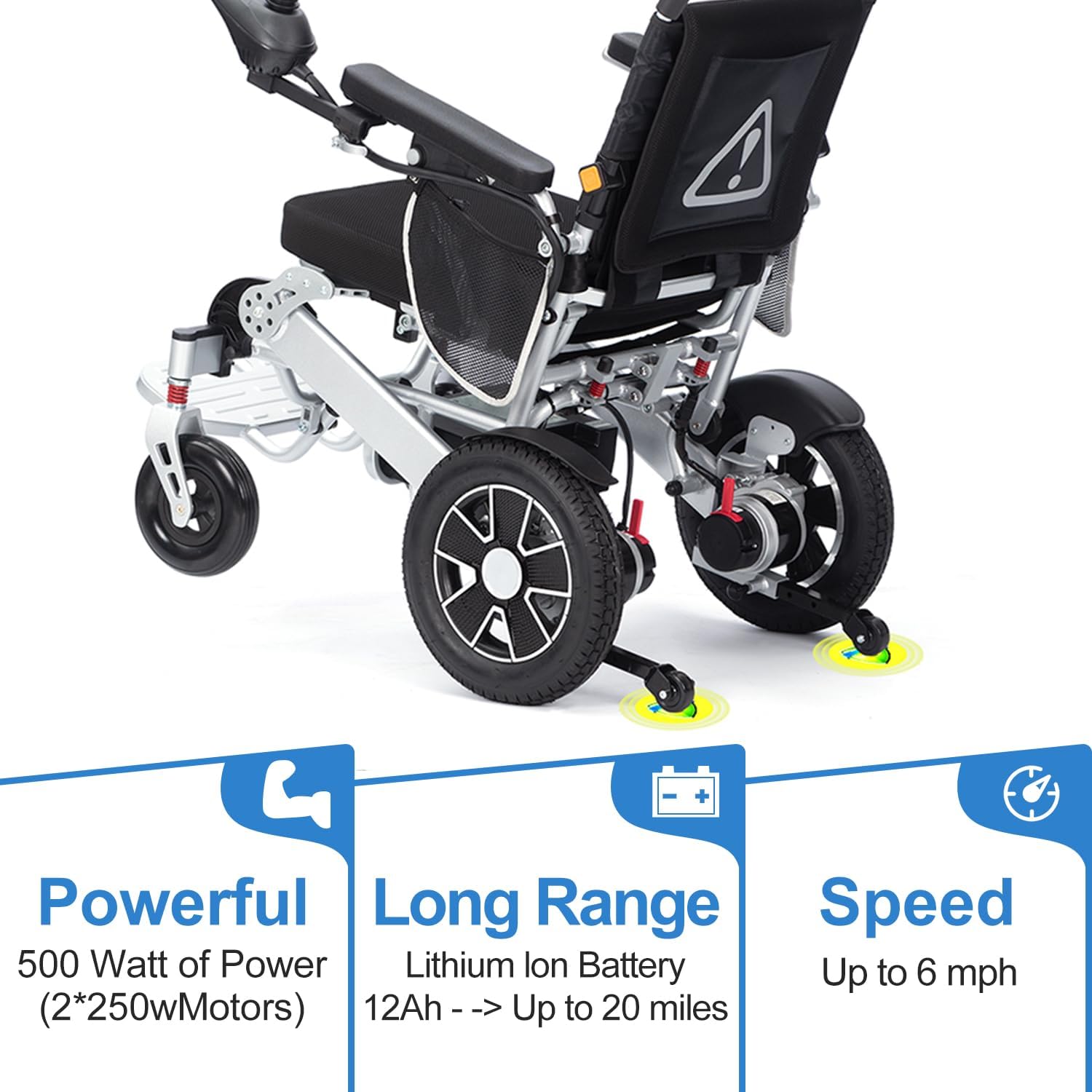 Lightweight Foldable Electric Wheelchair for Senior, 20mi Cruise Range B939