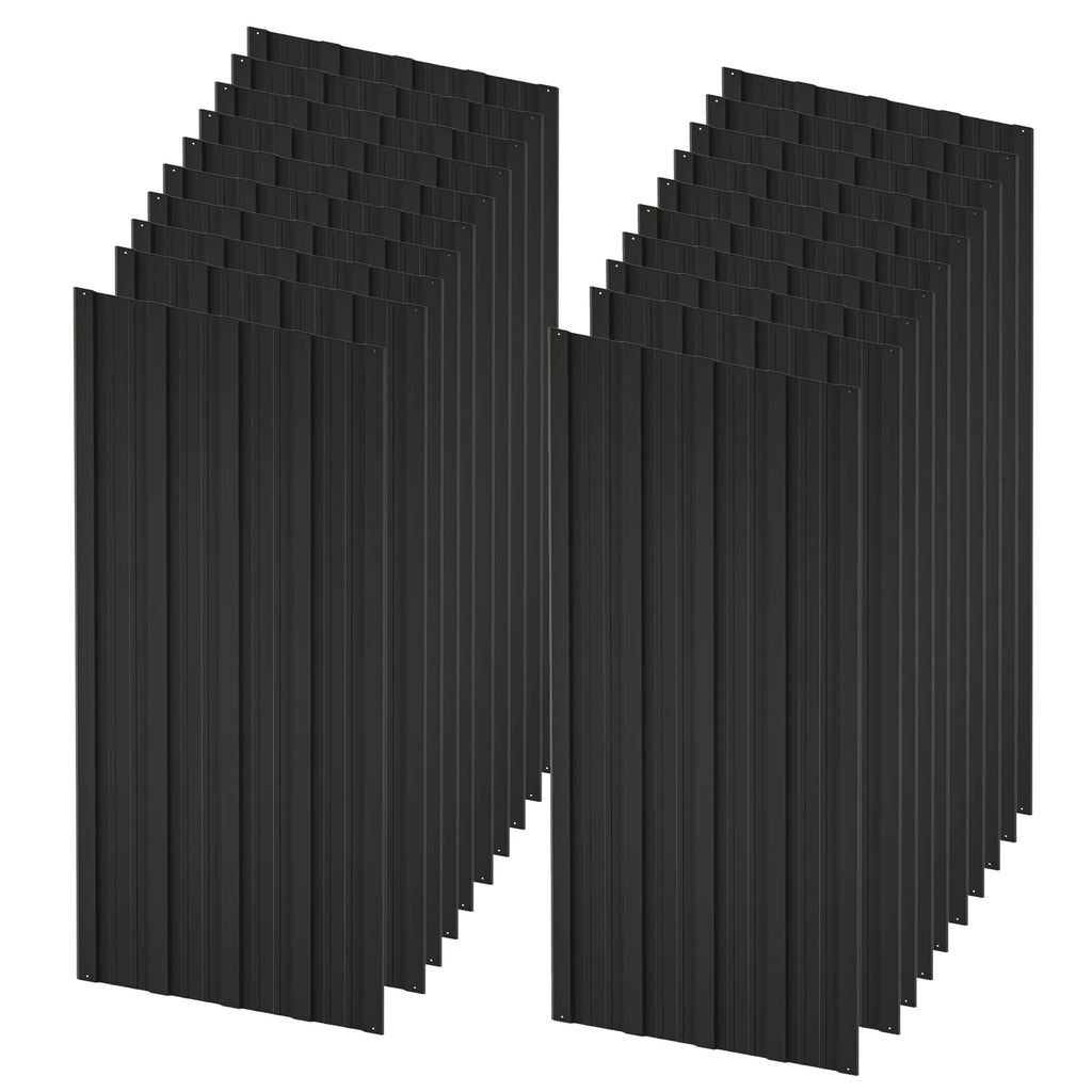 20 Pcs Galvanized Metal Roof Panels, Black Q341