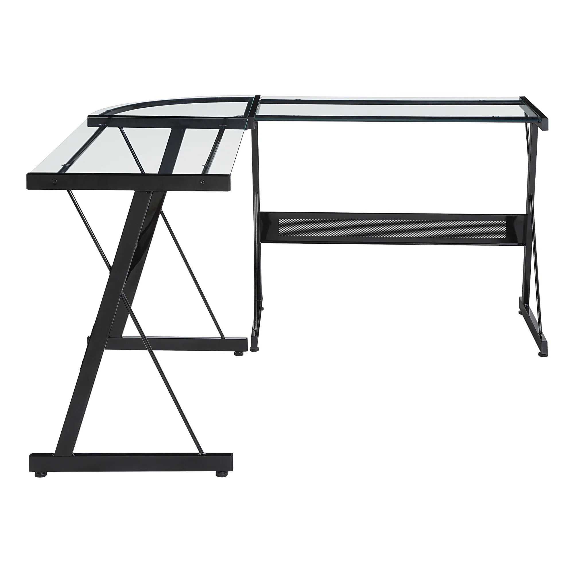 L-Shape Glass & Metal Desk E144