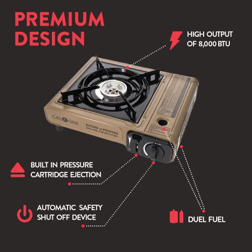 Propane or Butane Dual Fuel Portable Camping Stove with Carrying Case G16594