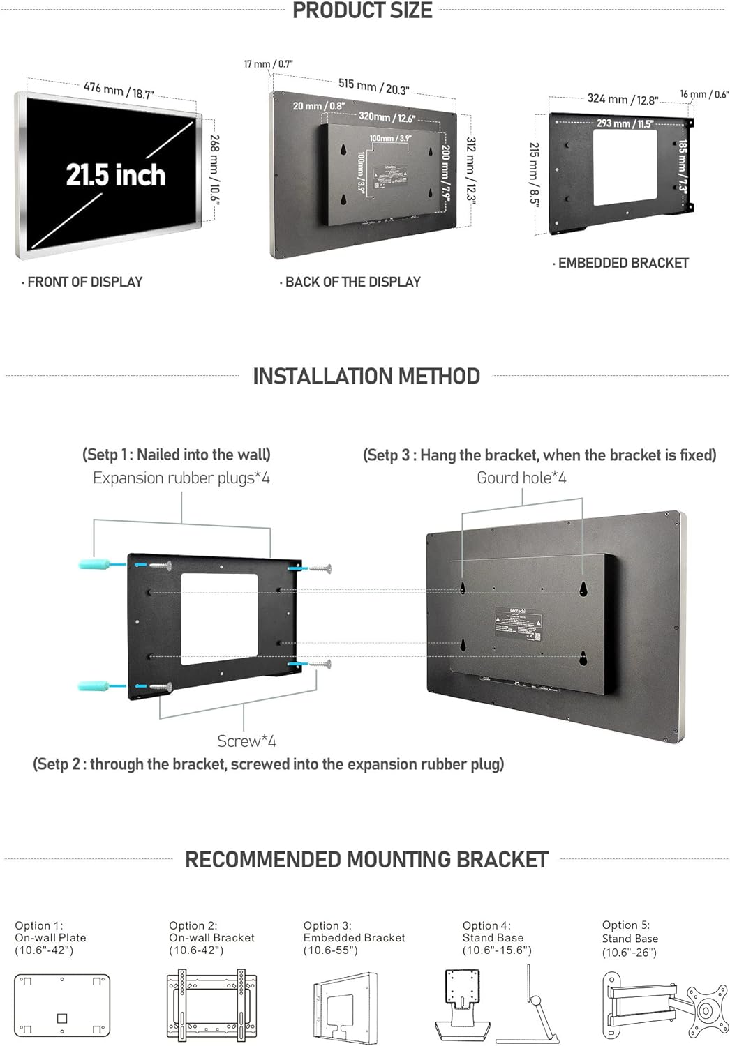 Smart Touchscreen Bathroom TV with 360° Rotation, Full HD 1080P J24487