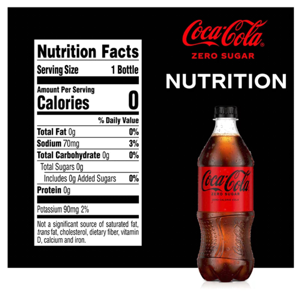 Zero Sugar Soda, 20 Fl Oz Bottle, Pack of 10 K928