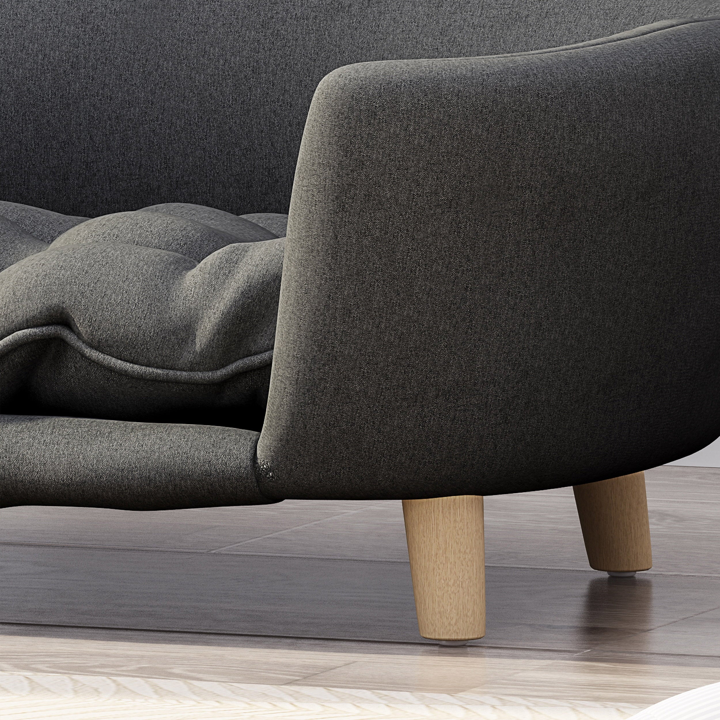 Mid Century Small Plush Pet Bed, Dark Gray and Natural I958